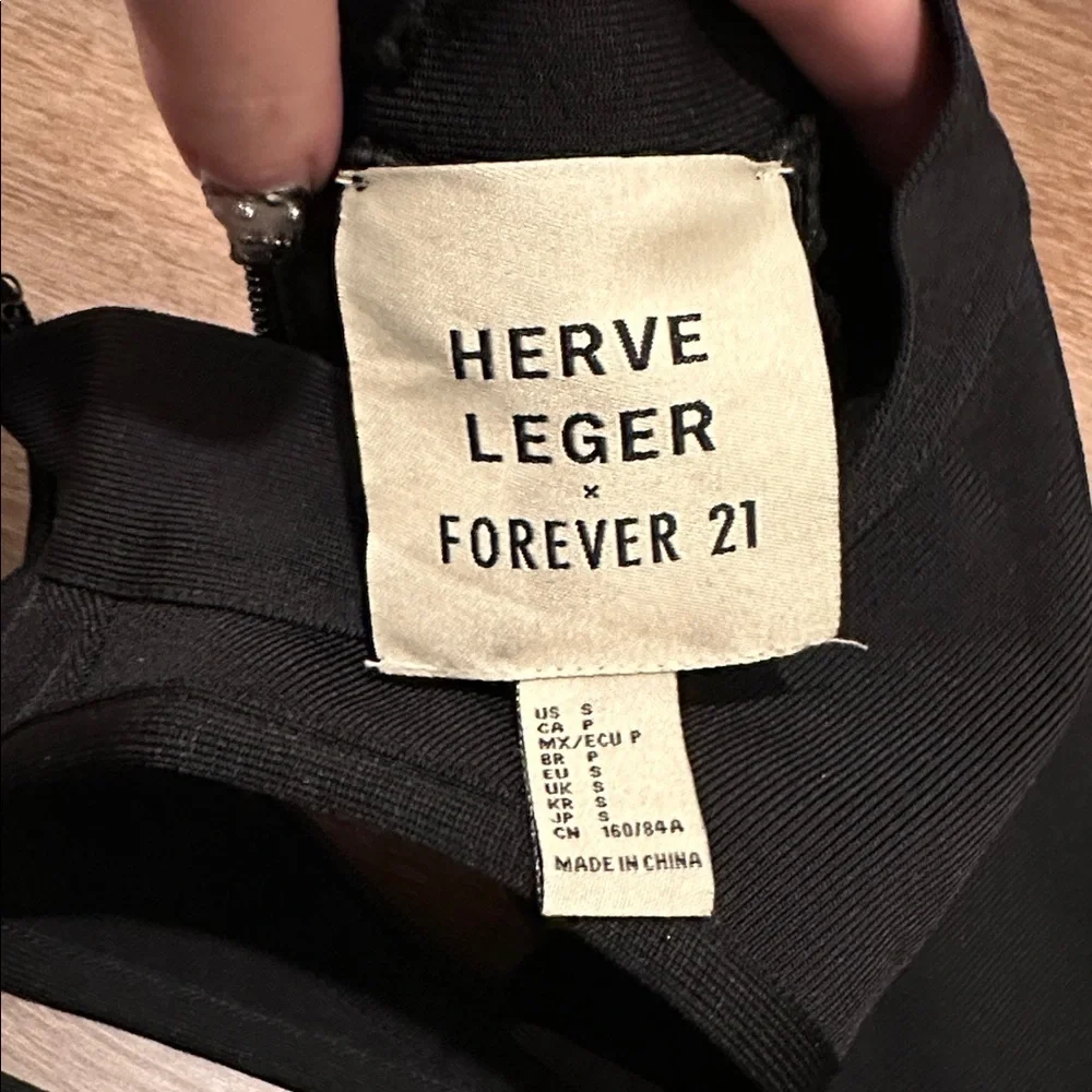 Herve Leger X Forever 21 Collab Black Dress with Cutout Design Bandage Bodycon - Picture 2 of 3